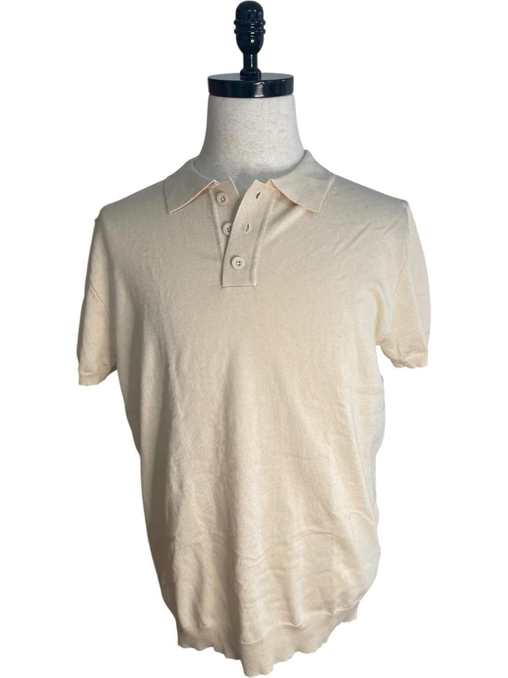 Coofandy Short Sleeve Knit Golf Polo Shirt Cream